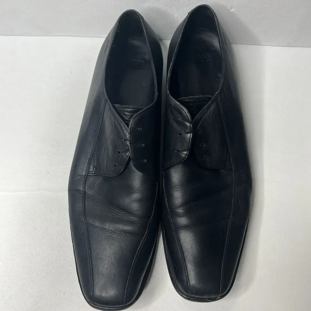 Hugo Boss  Black Leather  Derby Dress Shoes Mens Size 13 PLS READ